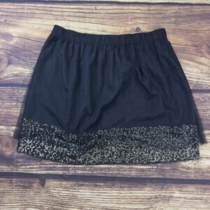 Mossimo Mini Black Skirt Gold Sequin Women Large